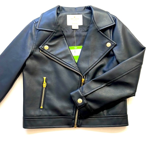 NWT Kate Spade Faux Leather Moto Jacket, Size 6 - Picture 2 of 7